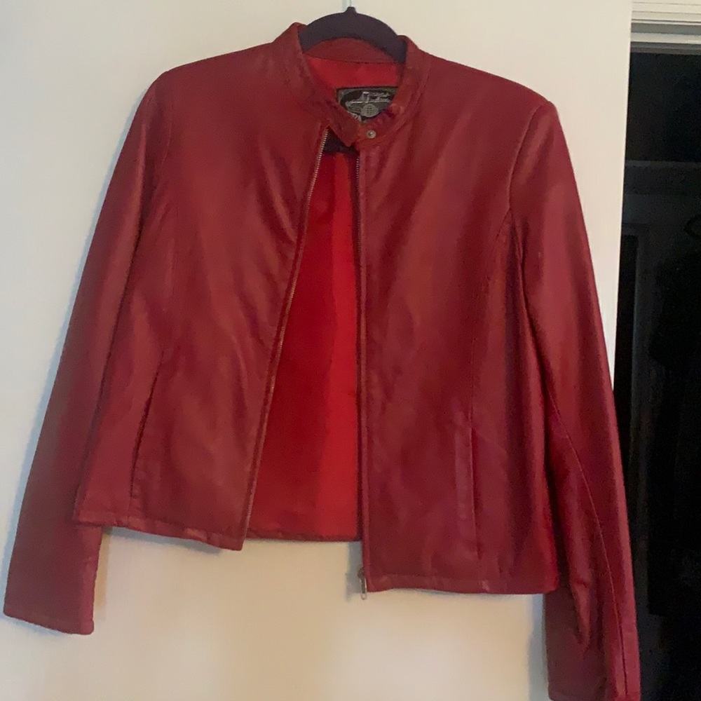Red leather jacket